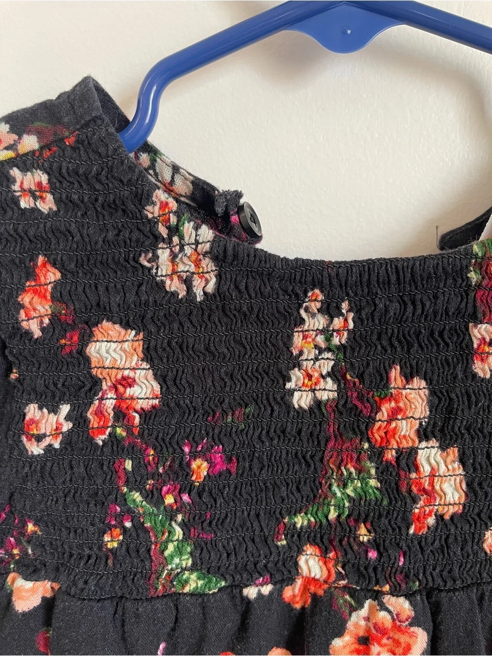 Old Navy Black Floral‎ Smocked Baby Romper 12-18M